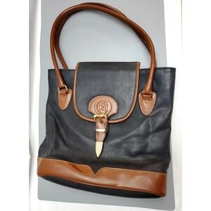 Charles Hubert‎ Womens Black & Brown Leather Strap Satchel Handbag/Purse